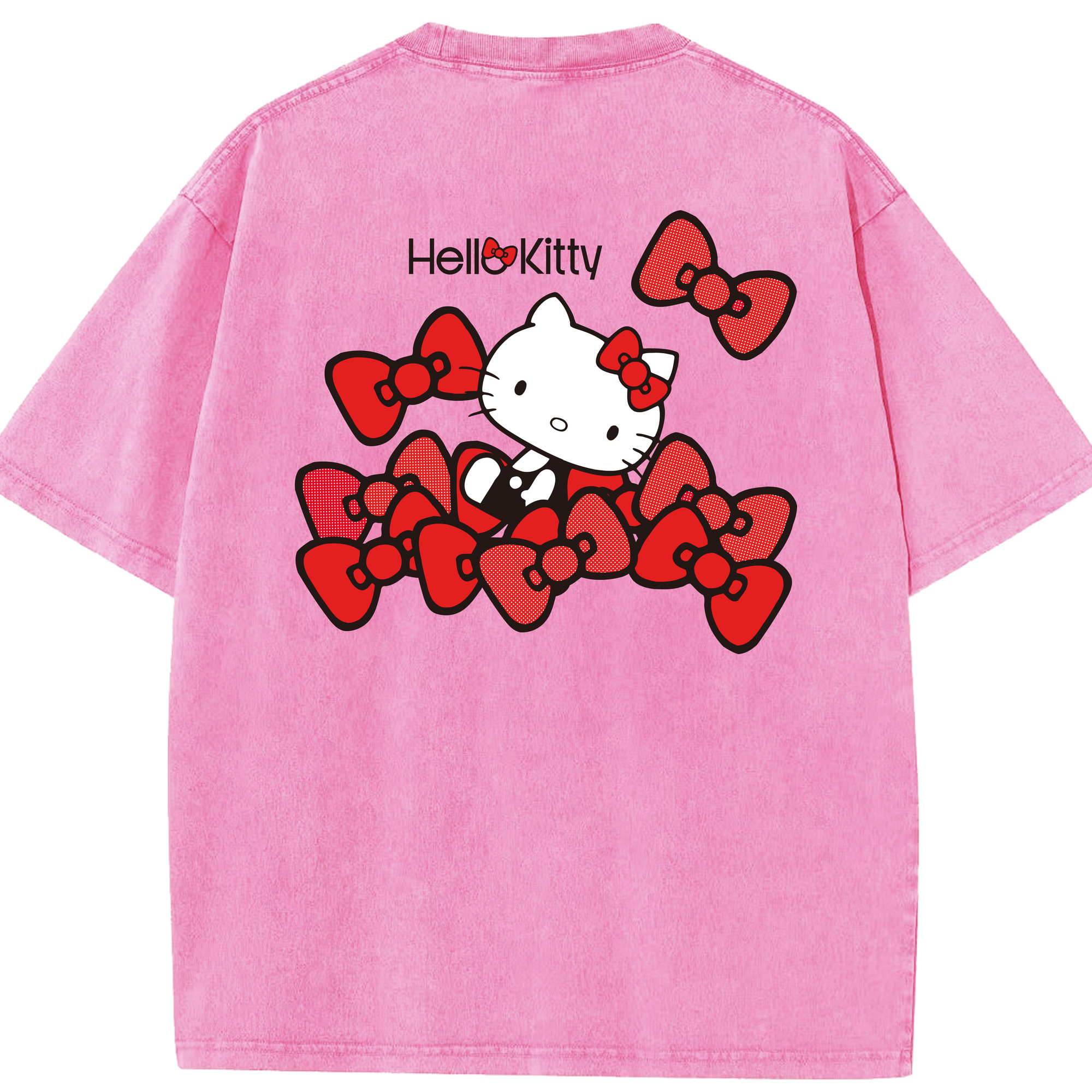 （画像用） Hello Kitty ハローキティ 綿100% ヴィンテージ風 半袖Tシャツ（背面プリント）